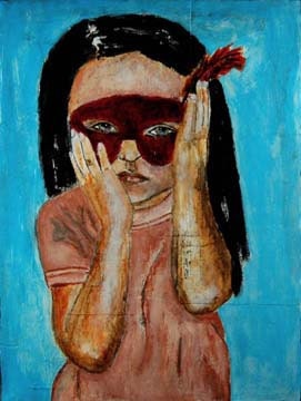 Little Girl Wearing Masquerade Mask 8x10 Print
