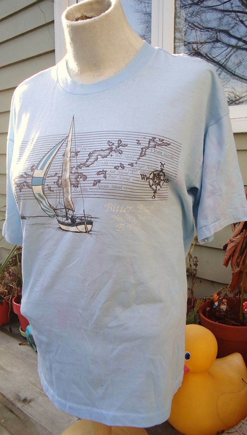 Vintage BITTER END Yacht Club SAILING tee shirt 1986