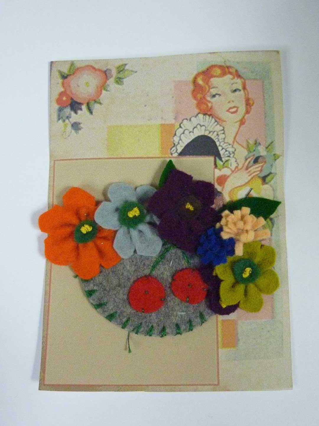 Vintage 1940s Felt Corsage  Brooch from Vintage Felt  made from Original 1940s Patterns