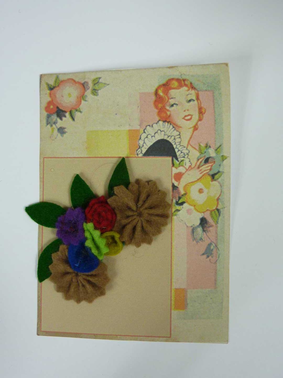 Vintage 1940s Felt Corsage  Brooch from Vintage Felt  made from Original 1940s Patterns