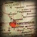 MAP of AMSTERDAM Holland with a Heart Shape with a Grunge Vintage Border - 8x8 Photograph