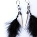 Indian Feather Earrings long Spiral wire wrapped Bone Black feathers Gypsy lightweight Dangle pierced ears Bohemian OOAK