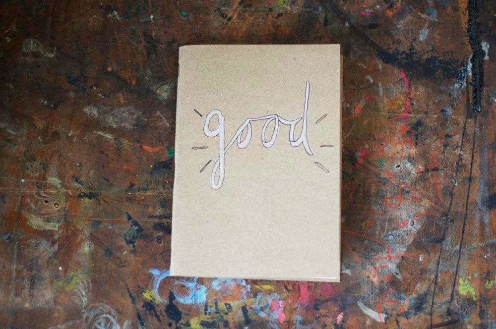 hand drawn, hand bound blank kraft notebook sketchbook jotter - GOOD