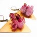Ruby Rose Aura Quartz on Geometric Triangle Statement Earrings