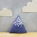 Blue Mountain Brooch Pin - Eco friendly Recycled wool triangle with white wool embroidered snow