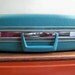 1960's Samsonite Silhouette Suitcase Blue -Turquoise - With Initials "M G"