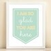 Aqua & Yellow "So Glad You Are Here" print poster