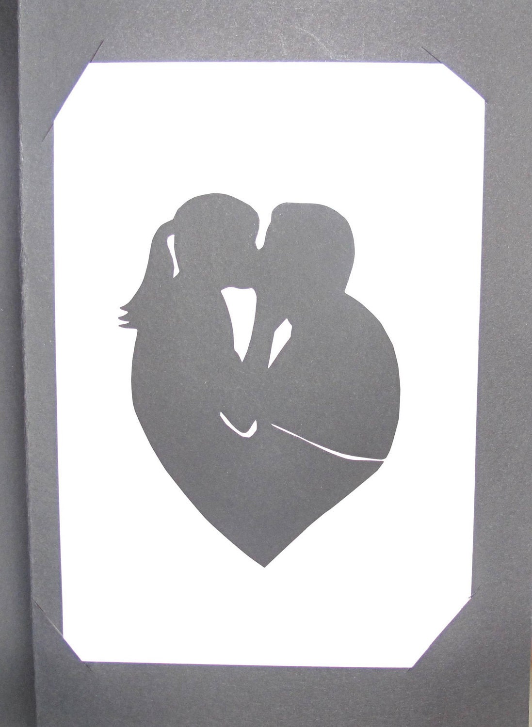 Custom Couple Heart Silhouette Papercutting