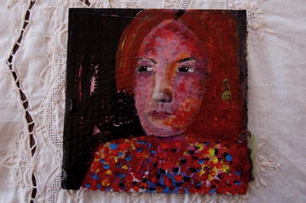 Original cardboard painting - Mrs. King