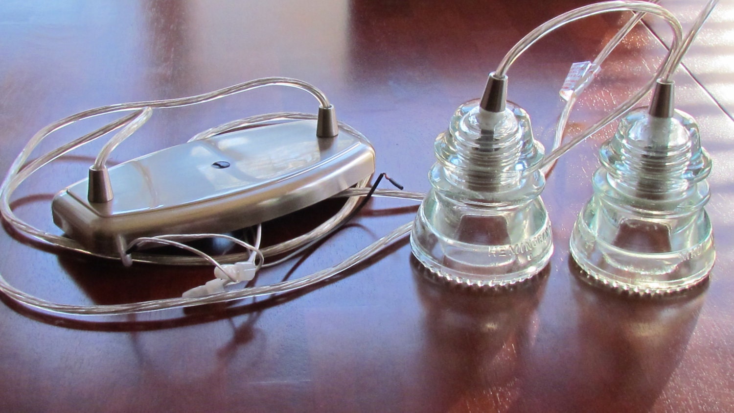 Double Glass Insulator Pendant Light Including Bulbs