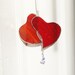 Stained Glass Heart Suncatcher Radiant Red Heart Doublet Window Ornament w/ Swarovski AB Crystal Wedding Anniversary Gift