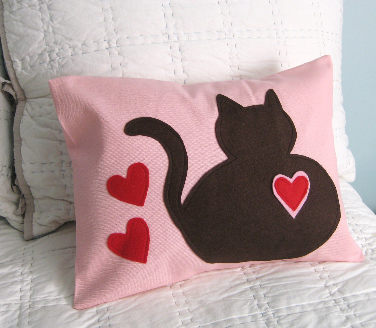 Chocolate Valentine Fat Cat Pillow Cover