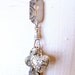 Vintage Blinged Key, Eiffel Tower, and Engraved Puffy Heart Charm Pendant Necklace