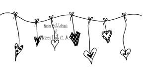 Valentine (Hanging hearts on a line) digital stamp