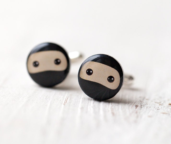 Men Cufflinks - Ninja - Geek cuff links for him (C017)
