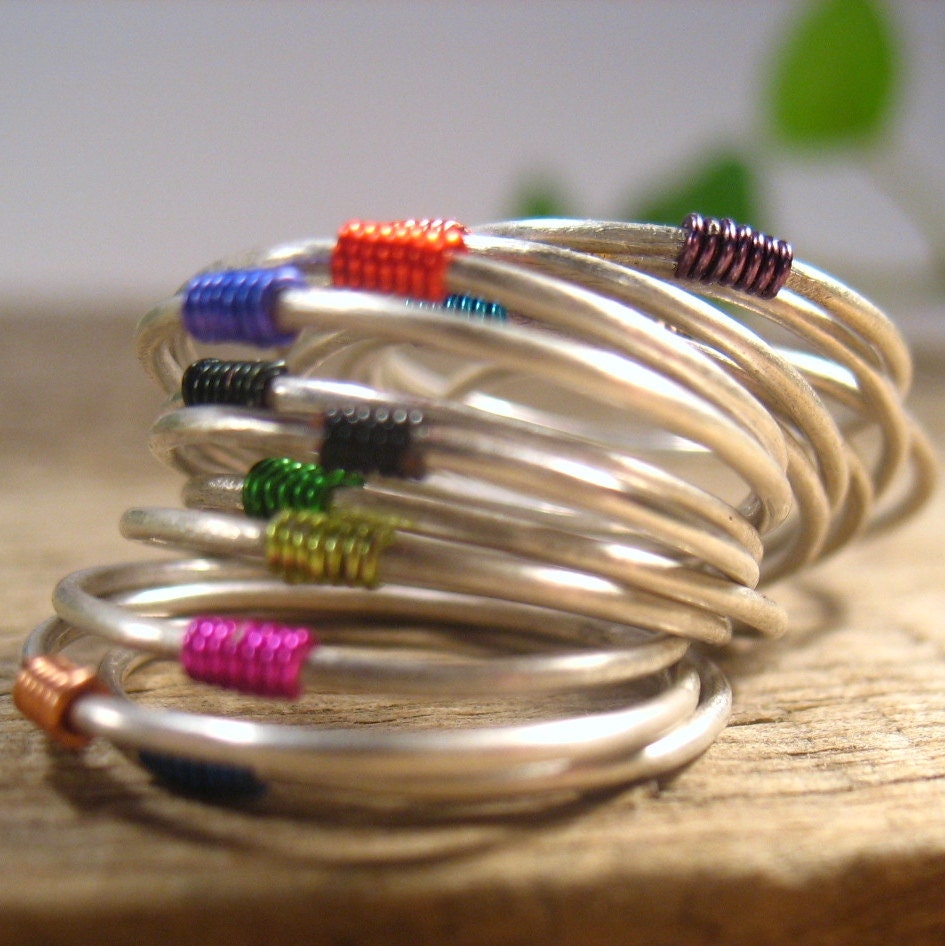 Stacker Rings 18g Sterling Silver Colors Single by MysticMoons from etsy.com