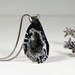 Geode Druzy Pendant, Agate Crystal, Half Slice, Black, White, Gray, Swirly, Quartz Center, Sterling Silver Bail Inv. 550