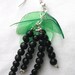 Blackcurrant earrings black fruit and plastic leaves  -  recycled plastic bottle,  polymer clay