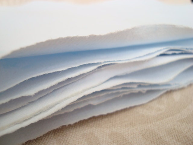 Hand made paper, valentine pale blue. x 10 (large)