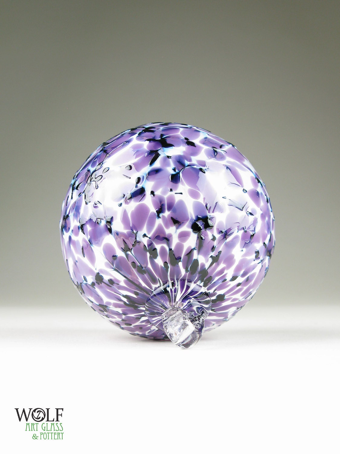 Blown Glass Ornament Ball Amethyst Purple White and Black Granite Blown Glass Ornament Ball Amethyst Purple White and Black Granite