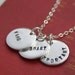 Kind Smart Important - Hand stamped jewelry - Personalized three charm necklace