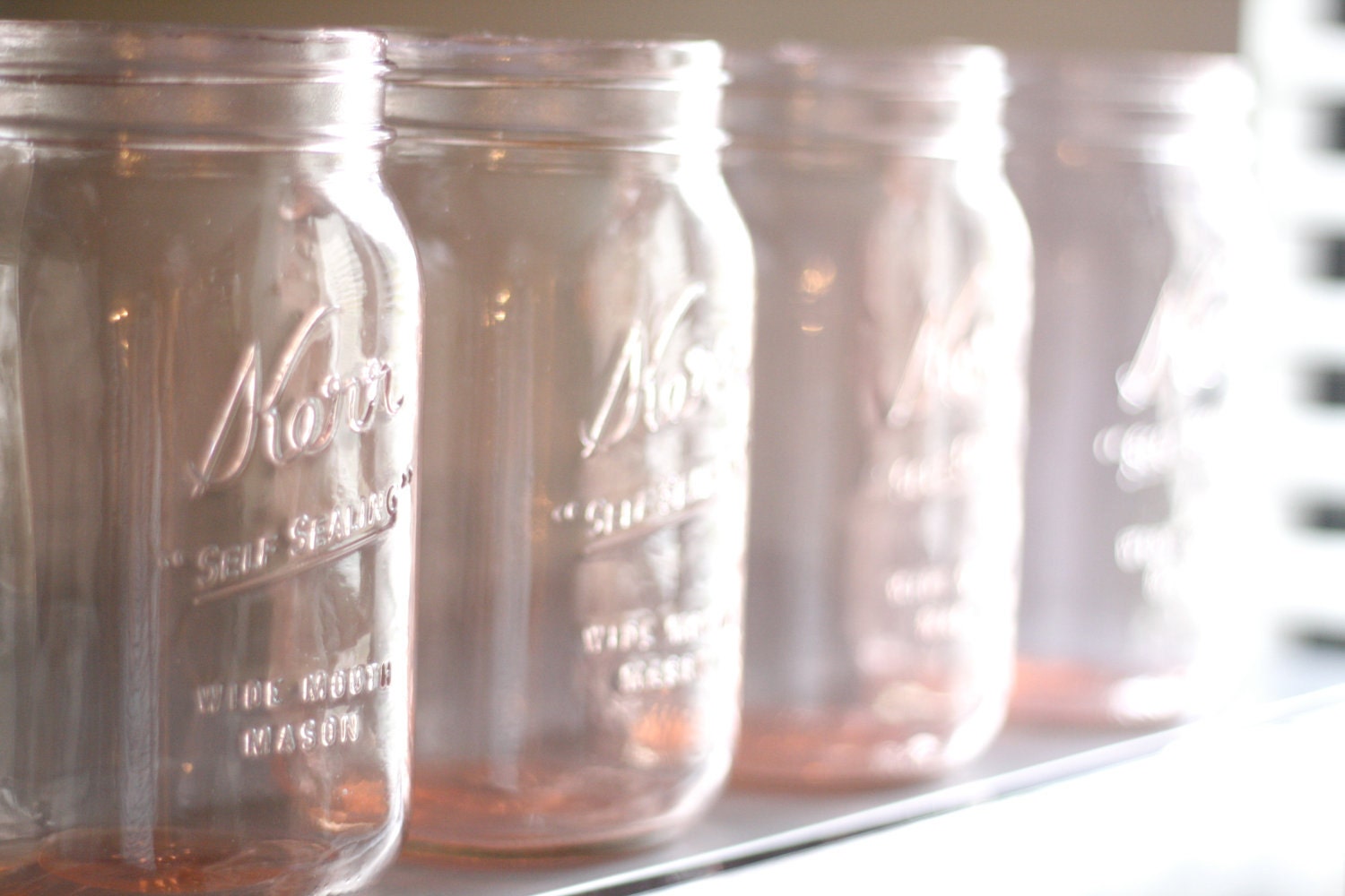Just Peachy set of 4 colored tinted mason jars