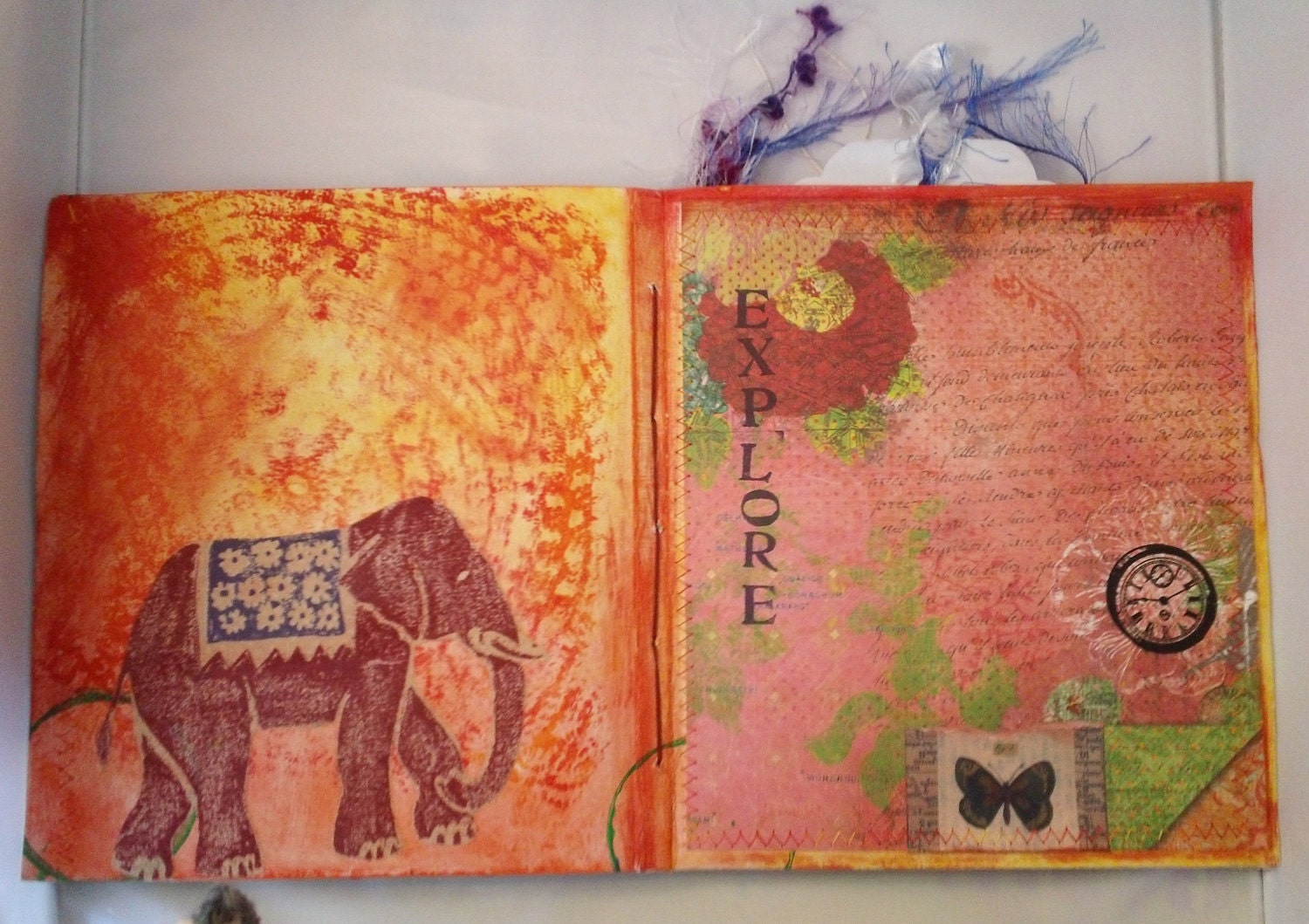 folk art scrap handmade panted 23 page travel art journal