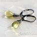 Rustic earrings Lemon Quartz earrings oxidized blackened sterling silver - Women autumn fall fashion yellow lime green jewel stones - Eliza