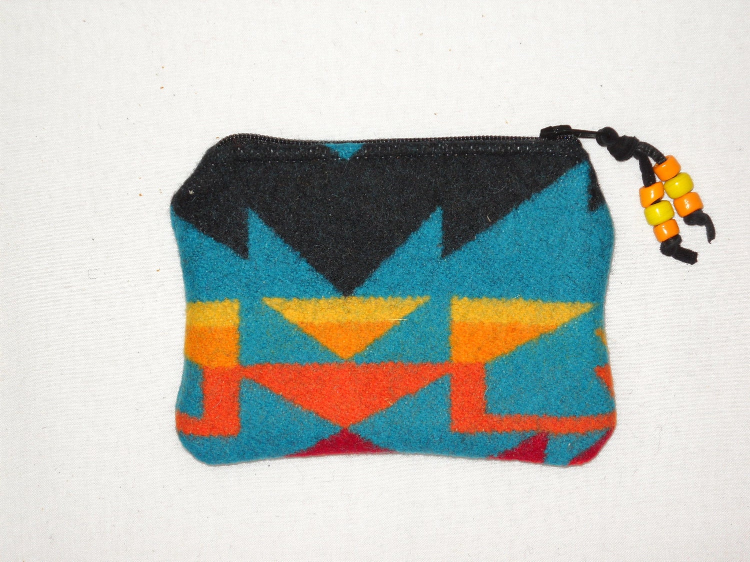 Bright Turquoise and Sunburst Pendleton Zippered Pouch / Coin Purse / Gift Card Holder
