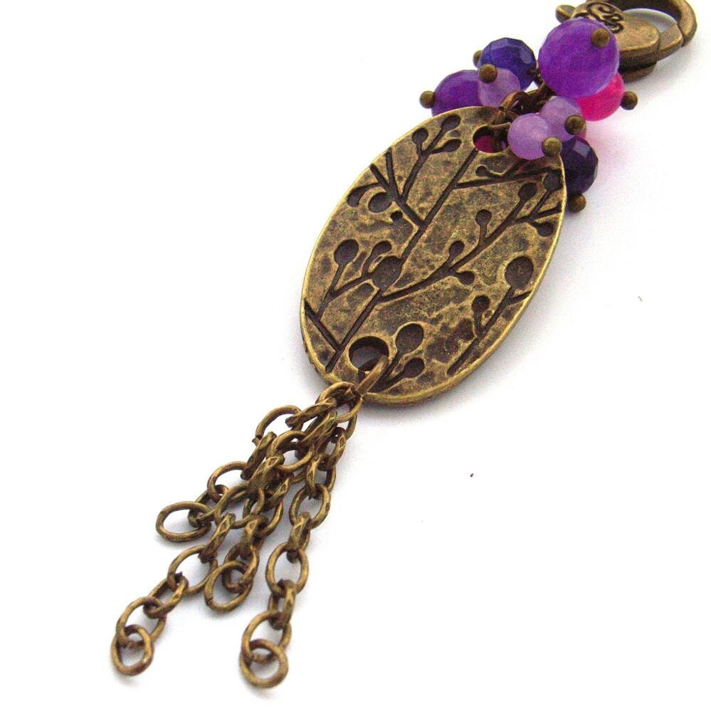 Bag or purse charm with gemstones forest fruits