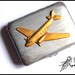 Cigarette Case Card Plane Vintage Steampunk Victorian Brass Antiqued Gold Silver