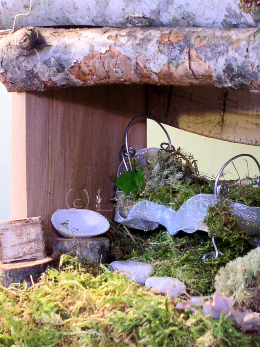 Woodland Fairy Bedroom House Furnished with Bed and Chair