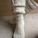 Adorable ladies vintage inspired lace hand-knit knee-high socks 100% wool natural white FREE SHIPPING