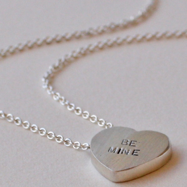 sterling silver conversation heart necklace - be mine
