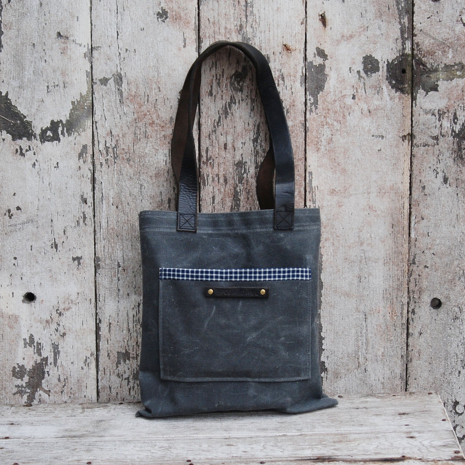 Waxed Canvas Reader: Slate, antique military leather, antique fabric.