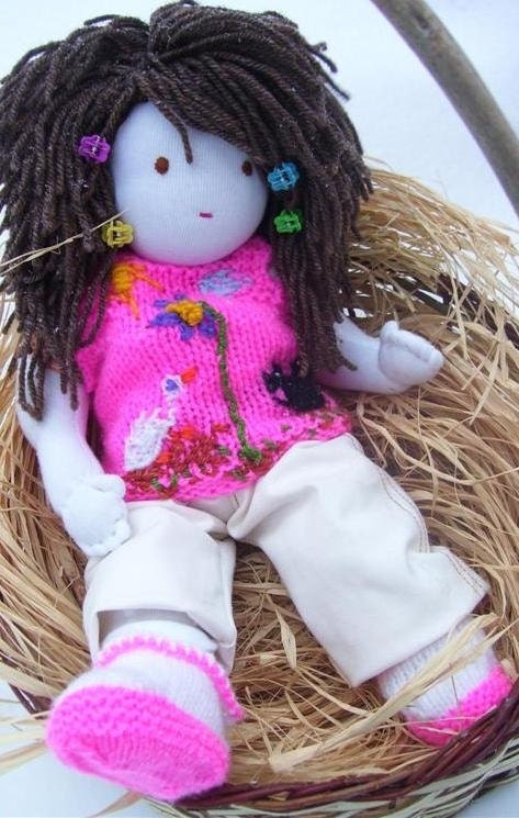 Waldorf doll 18"-16" - knitted set : sleeveless blouse, slippers