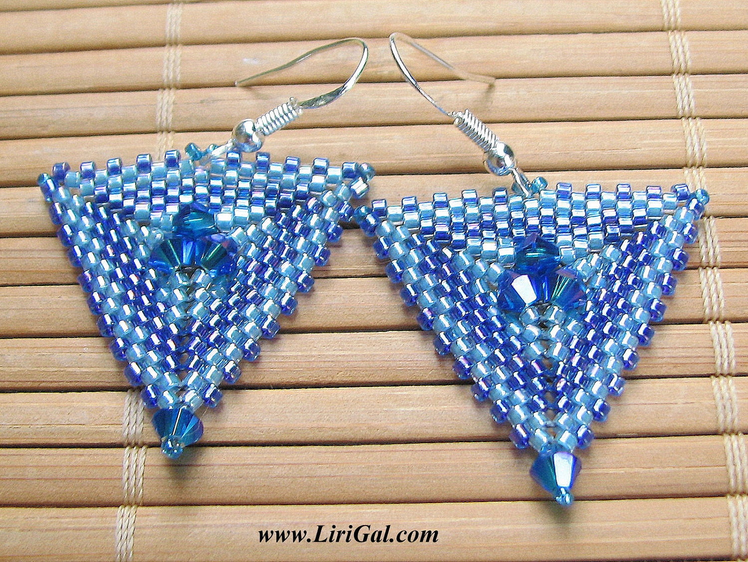 Triangle Delica Earrings with Swarovsky Crystals