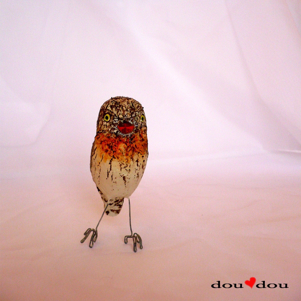 Miniature Bird Sculpture - Spotted Puff Bird
