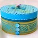Turquoise Blue Decorative Wooden Box Victorian Elegance