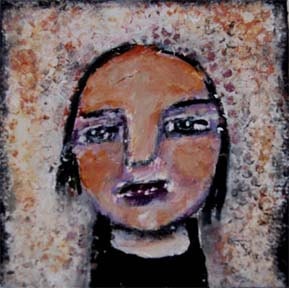 Sleepy Suzy - original mixed media 4x4 painting