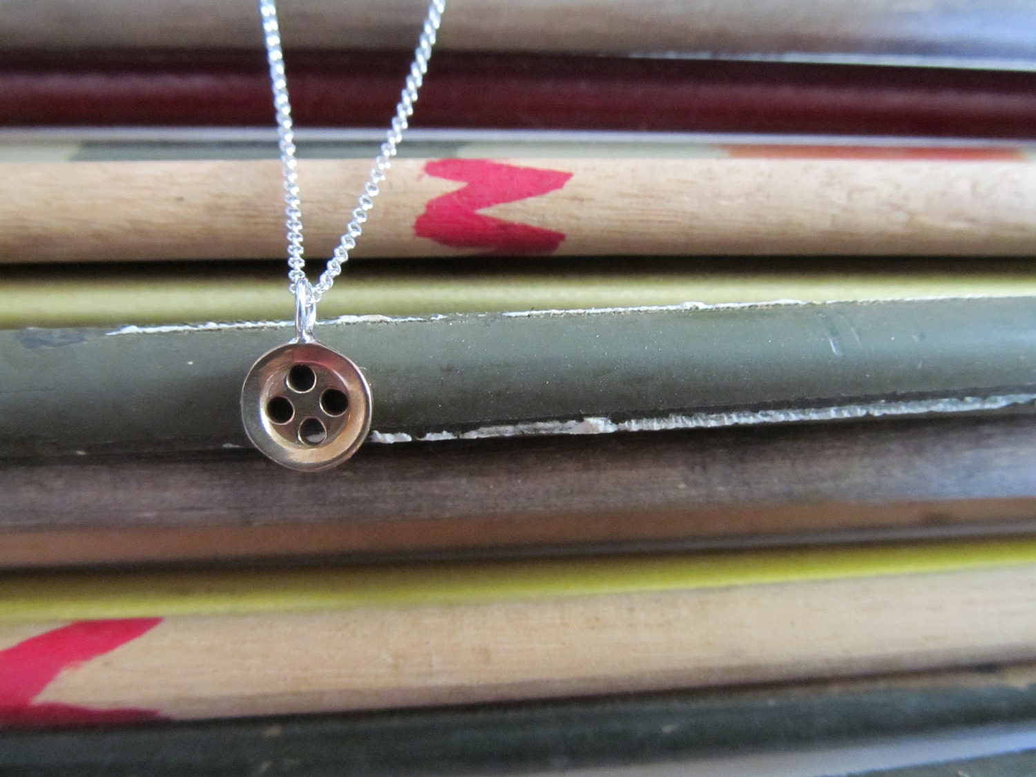 Bitty Button Necklace - bronze