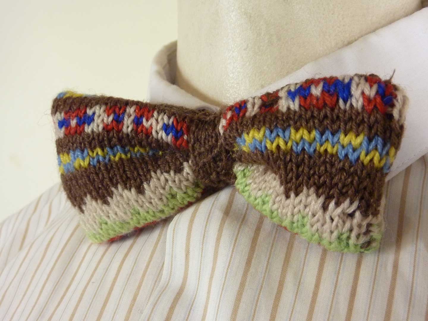 Wool Fair Isle Bow Tie From Vintage 1940s Wool Sweater