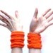 Tribal orange rib cage cuff - crocheted - spring fashion - Ready Handmade by dslookkin on Etsy