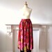 Vintage Cacharel 1970s  pink and red rose below knee length printed full gathered wool skirt  medium