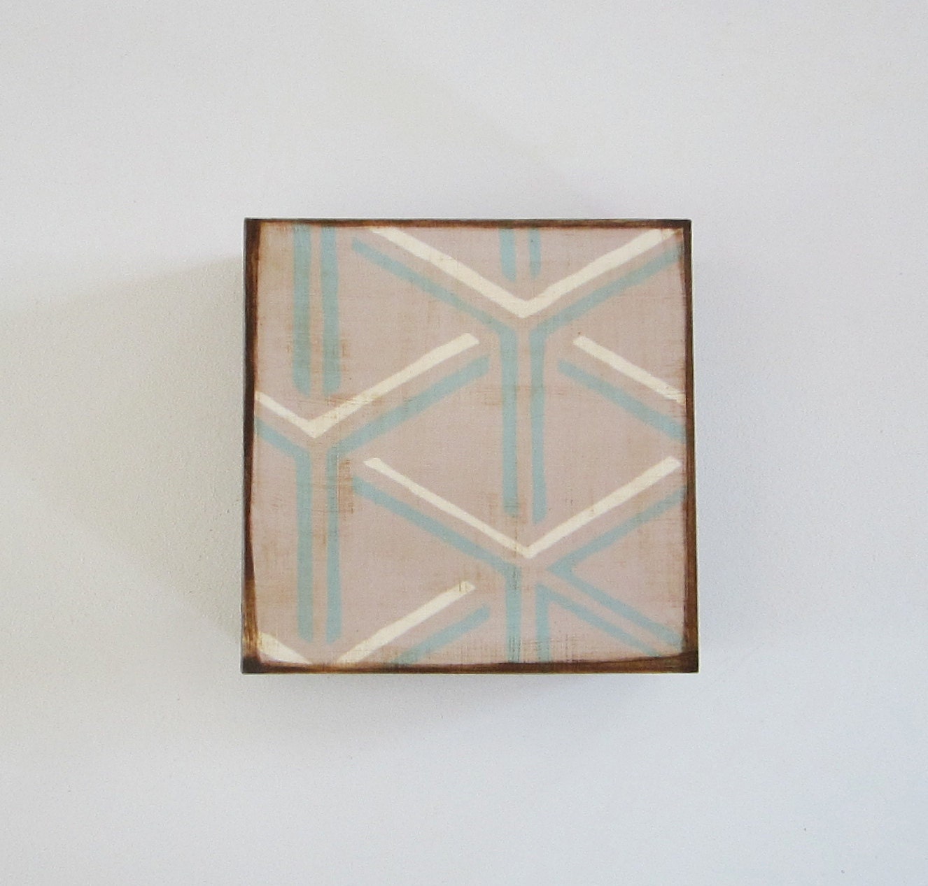 Triton Triangle Pattern Blue Gray White 5x5 art block on wood lines angles geometric modern graphic red tile studio