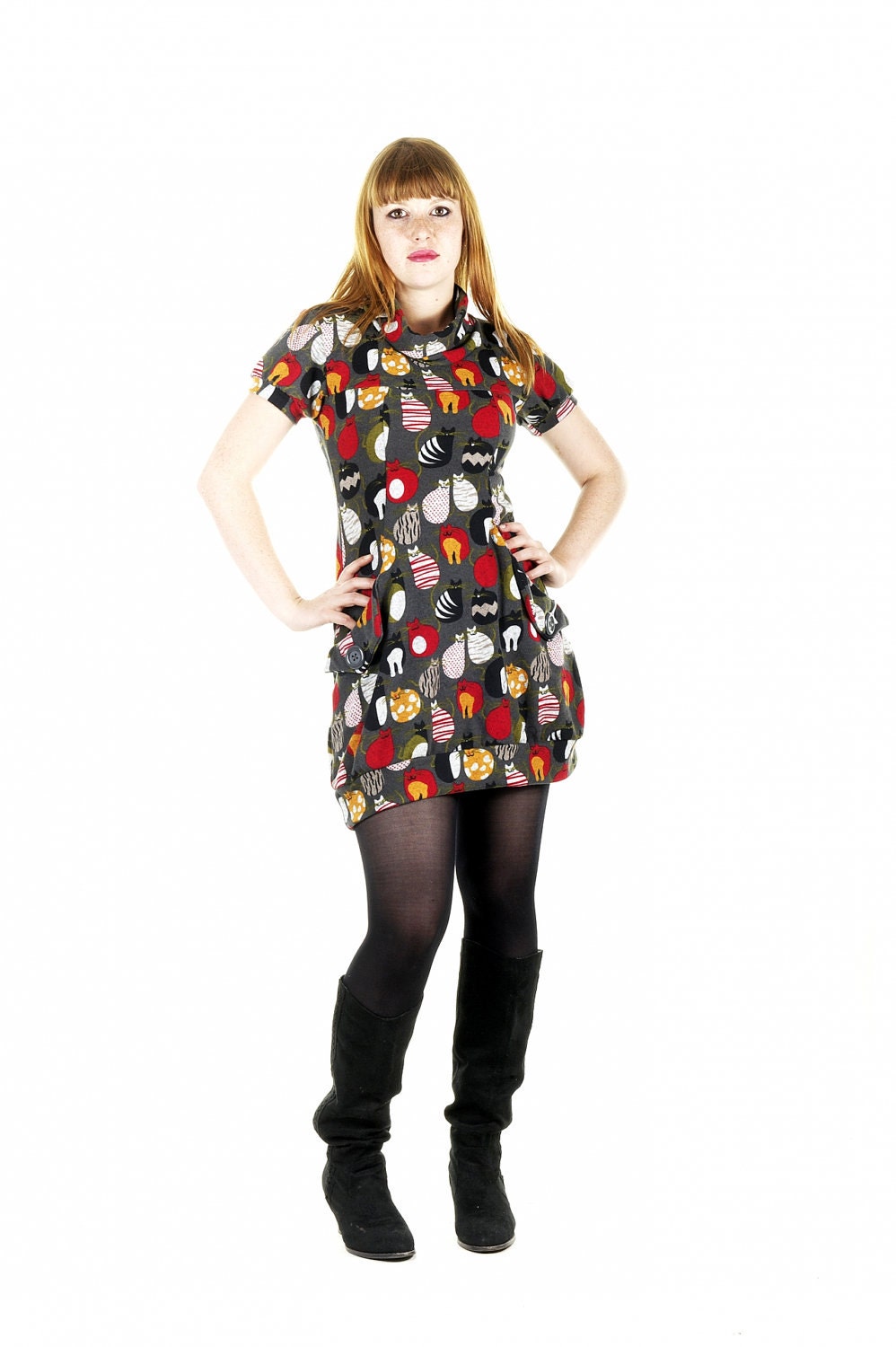 dress LOVE CATS sixties vintage cats retro