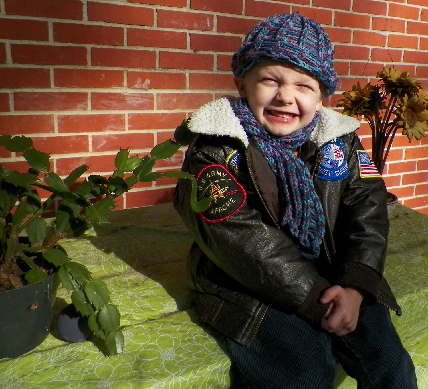 Children's Handmade Hat and Scarf Set Ages 3 - 6