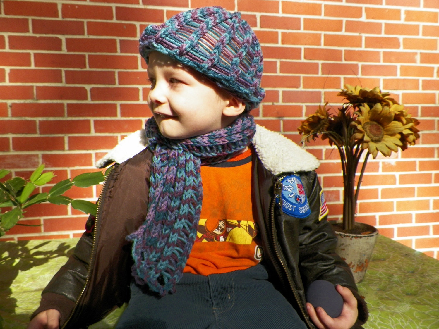 Children's Handmade Hat and Scarf Set Ages 3 - 6