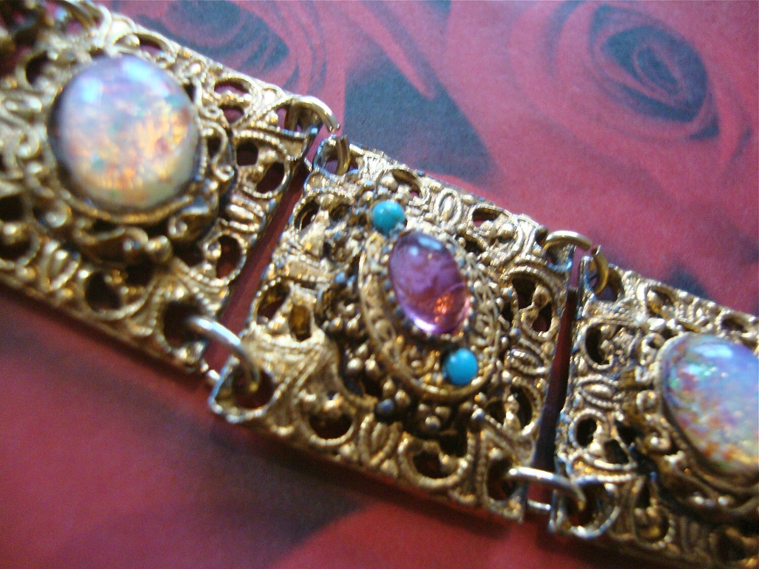 Confetti Opal Art Glass Link Bracelet