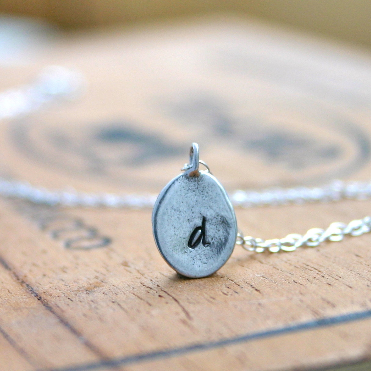 Hand stamped initial necklace Sterling silver personalized necklace - personalized gift